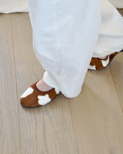 Fauna Mary Jane Flats - Brown Cowhide (Pre-Order)