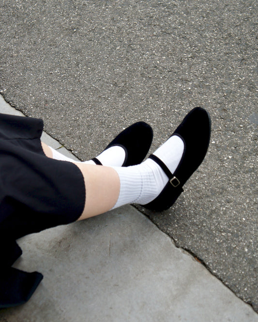 Core Mary Jane Flats - Black Velvet (Pre-Order)